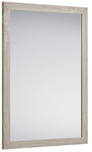 Rechteckiger Spiegel mit Holzrahmen, seitliche Perspektive