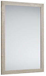 Rechteckiger Spiegel mit Holzrahmen, seitliche Perspektive