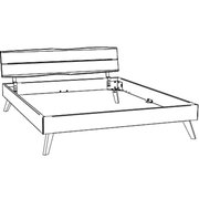 Bettgestell mit schlichtem Design und schrägen Beinen, seitliche Perspektive