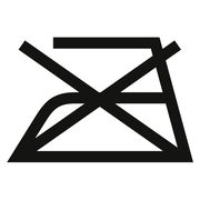 Symbol für nicht bügeln, schwarze Linien auf weißem Hintergrund, Vorderansicht