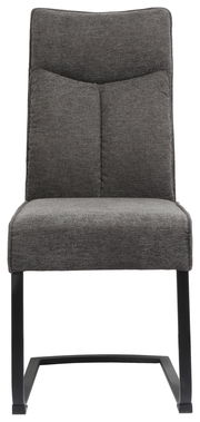 Grauer Freischwinger-Stuhl BUFFY mit gepolsterter Rückenlehne und Sitzfläche, Vorderansicht