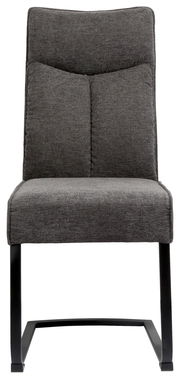 Grauer Freischwinger-Stuhl BUFFY mit gepolsterter Rückenlehne und Sitzfläche, Vorderansicht