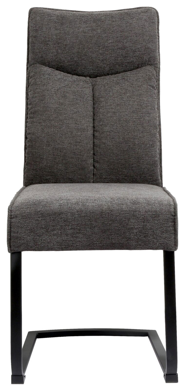 Grauer Freischwinger-Stuhl BUFFY mit gepolsterter Rückenlehne und Sitzfläche, Vorderansicht