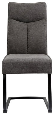 Grauer Freischwinger-Stuhl BUFFY mit gepolsterter Rückenlehne und Sitzfläche, Vorderansicht