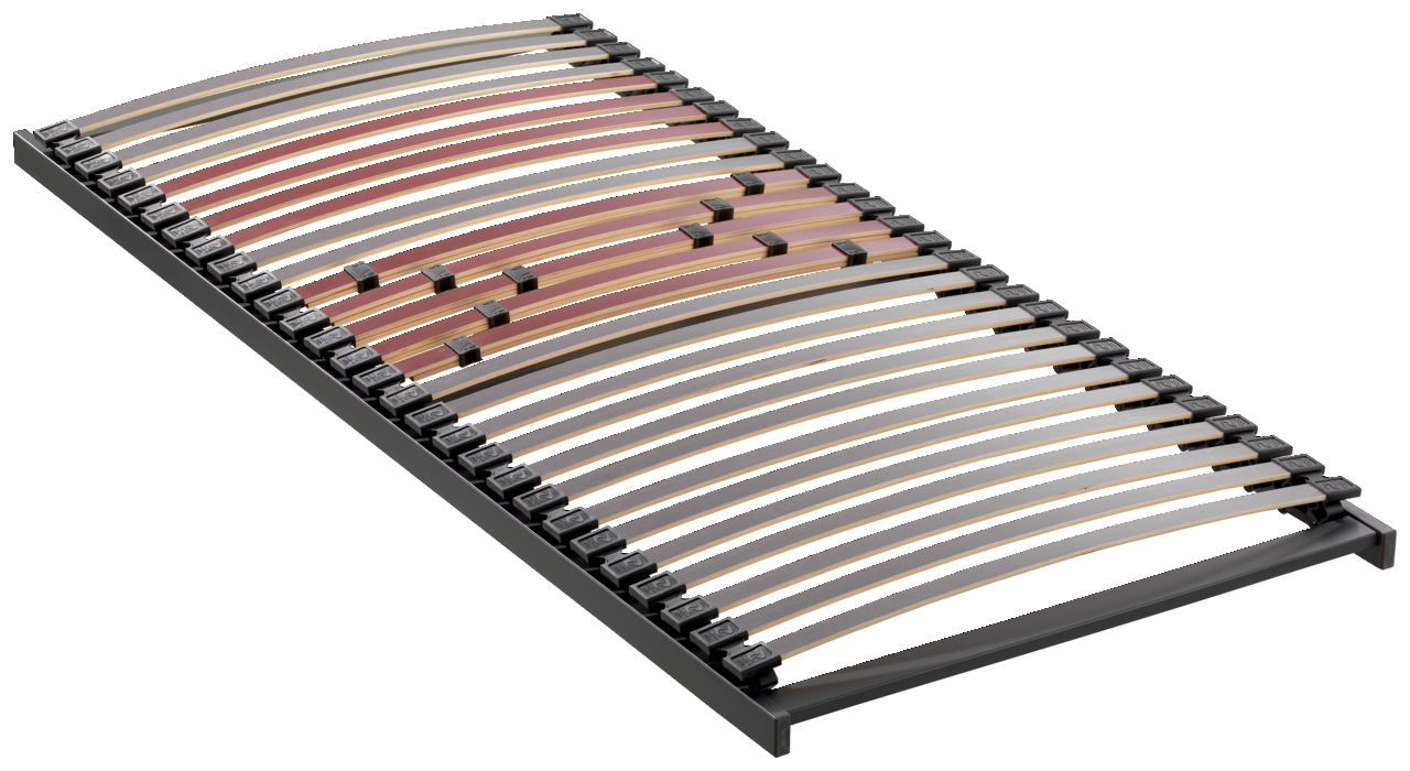 Dieter Knoll Federholzrahmen Fit S TOPFORM Federholzrahmen Fit S in schräger Perspektive, zeigt flexible Holzlatten und verstellbare Elemente.