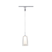 Schienenpendel Arido II, moderne Hängelampe mit klarem Glas und weißem Innenzylinder, Ansicht von vorne