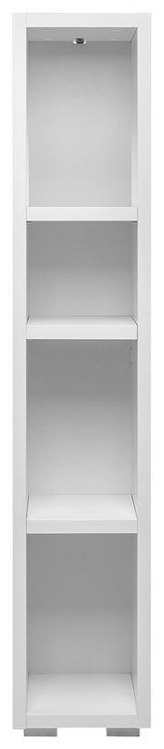 Weißes Regal mit vier offenen Fächern, frontale Ansicht