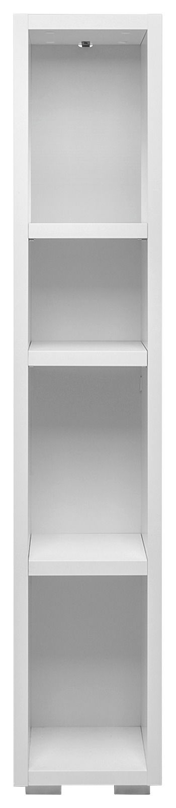 Weißes Regal mit vier offenen Fächern, frontale Ansicht