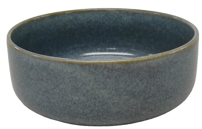 Blaue Müslischale aus Keramik, seitliche Perspektive