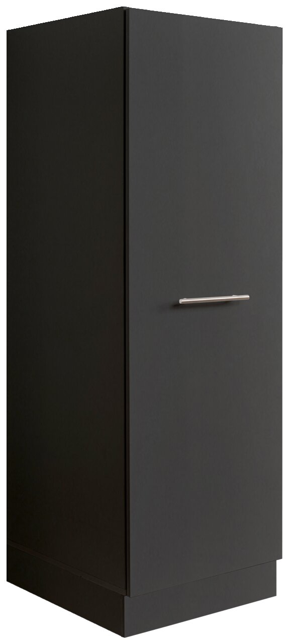 XORA Hochschrank PRIMUS Schwarzer Hochschrank mit silbernem Griff, seitliche Perspektive