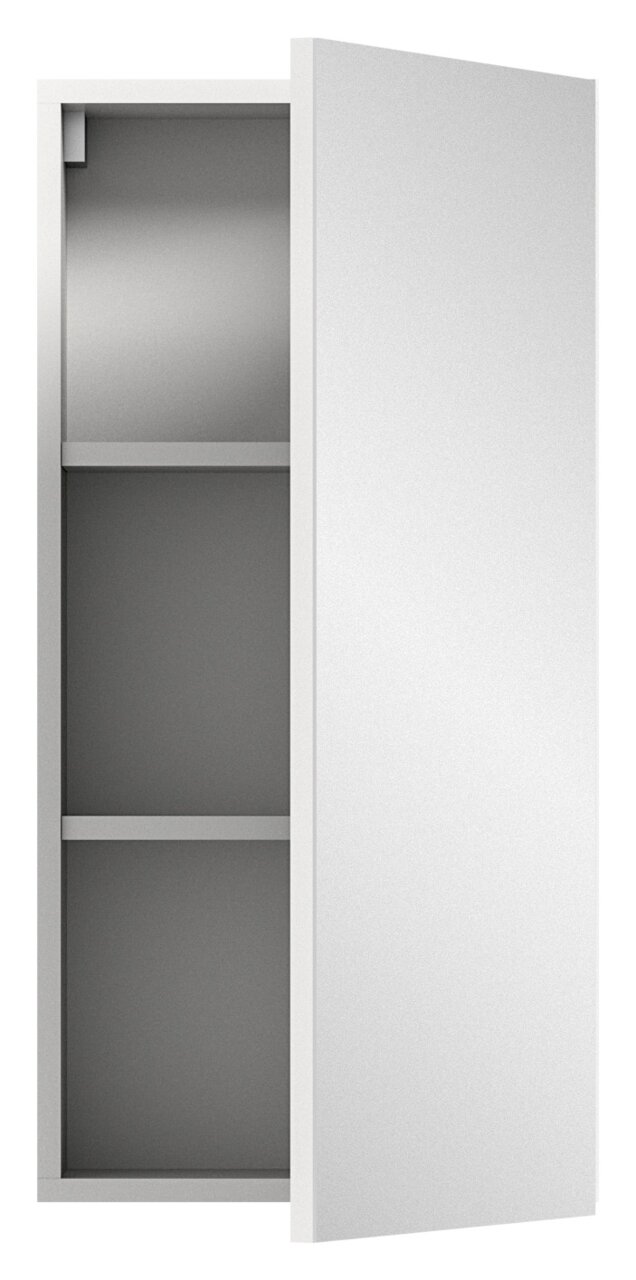 Geöffneter Spiegelschrank mit zwei Einlegeböden, Perspektive von vorne