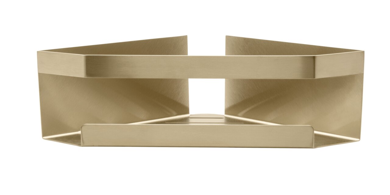 Goldene Eckablage Meleto aus Metall, frontale Ansicht