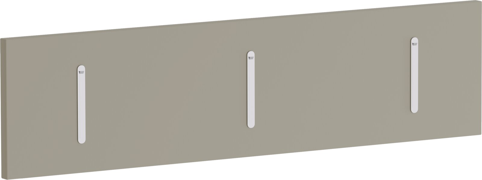 Moderano Klapphakenleiste LECCO Klapphakenleiste quer in seitlicher Perspektive mit drei Haken auf einer grauen Platte