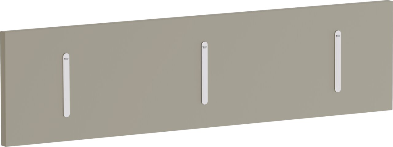 Moderano Klapphakenleiste LECCO Klapphakenleiste quer in seitlicher Perspektive mit drei Haken auf einer grauen Platte