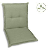 Grüne Sesselauflage in Vorderansicht mit wasserabweisendem Symbol