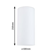 Zylindrischer weißer Dekoschirm mit einer Höhe von 210 mm und einem Durchmesser von 100 mm, frontal betrachtet.