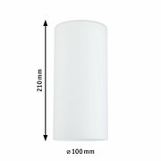 Zylindrischer weißer Dekoschirm mit einer Höhe von 210 mm und einem Durchmesser von 100 mm, frontal betrachtet.