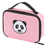 Rosa Thermocase mit Panda-Motiv und weißen Punkten, seitliche Perspektive