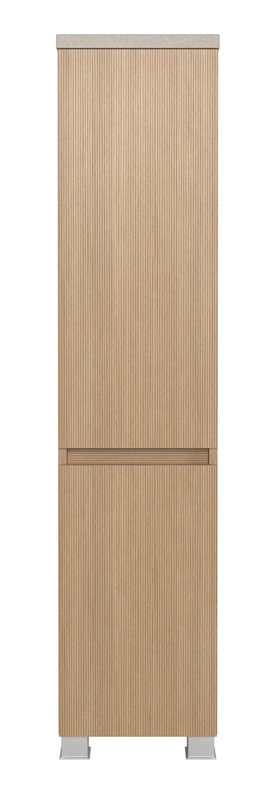 XORA Midischrank TOULON Frontansicht eines Midischranks mit Holzoptik und vertikalen Rillen, 30 cm breit.