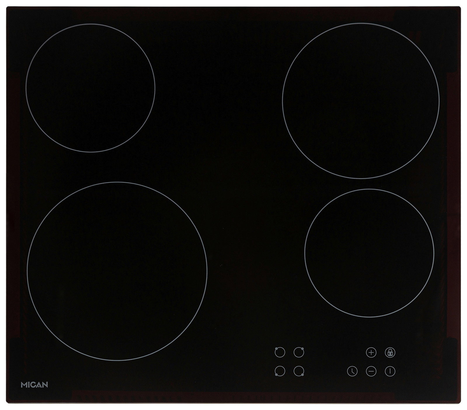 Mican Glaskeramikkochfeld CKA4Z Glaskeramikkochfeld mit vier Kochzonen und Touch-Bedienfeld, Draufsicht