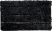 Dunkelgraue, flauschige Badematte/Badteppich mit horizontalen Streifen, Draufsicht (von oben)