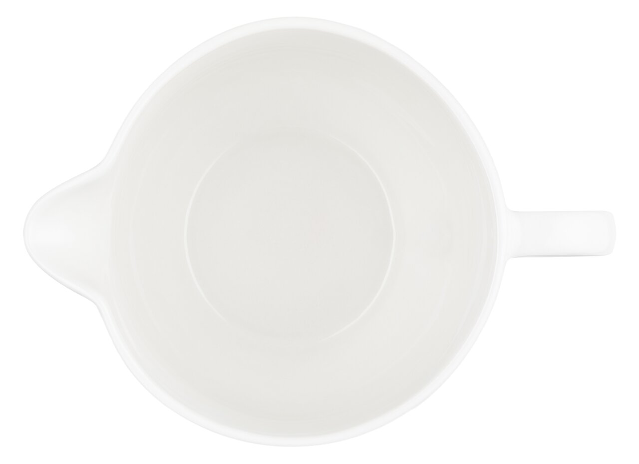 Weiße Rührschüssel mit Henkel, Draufsicht