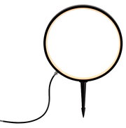 Erdspießleuchte ZIRKULU in Frontalansicht, runder Leuchtring mit Erdspieß und Kabel.