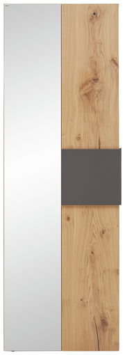 Garderobenschrank mit Holzoptik und Spiegel, Frontalansicht