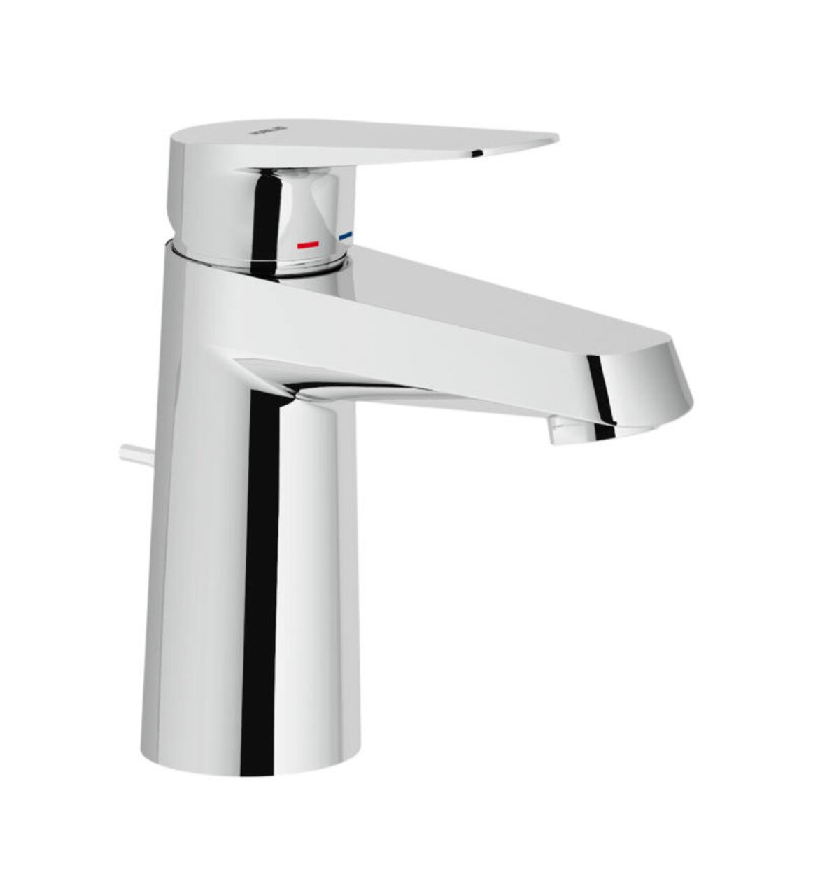 Einhand-Waschtischmischer in glänzendem Chrom, seitliche Perspektive