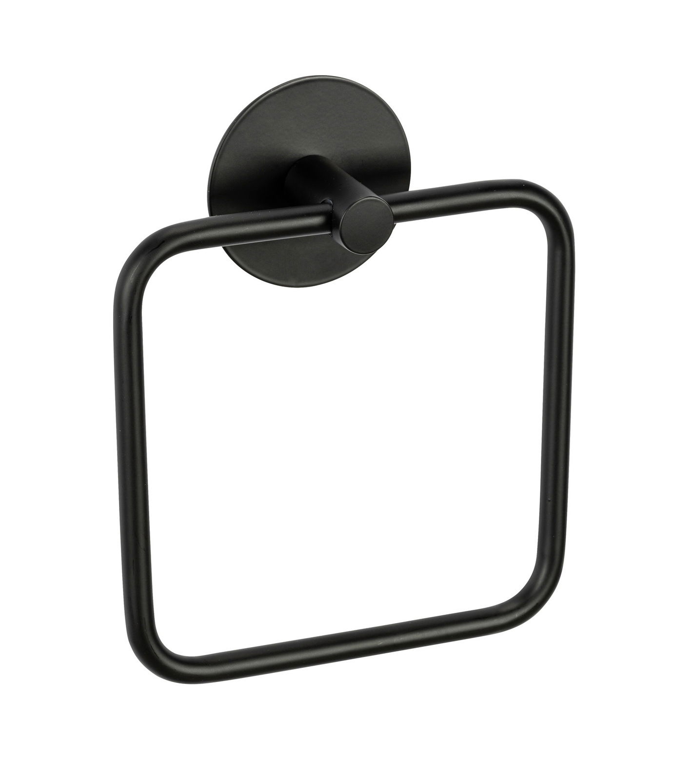 Schwarzer Handtuchring Meleto aus Metall, seitliche Perspektive