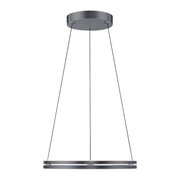 Moderne Pendelleuchte PURE-E-LOOP von Paul Neuhaus in seitlicher Perspektive, mit rundem, flachem Design und schlanken Kabeln.