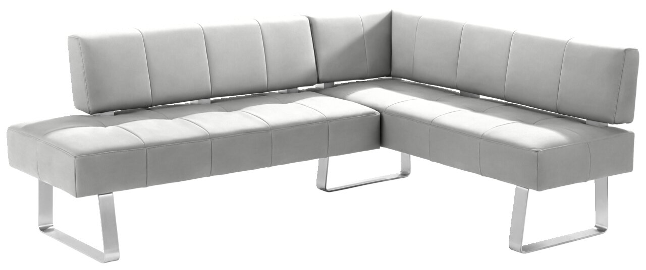 Moderano Eckbank LUPO II Moderne graue Eckbank mit Metallbeinen, seitliche Perspektive
