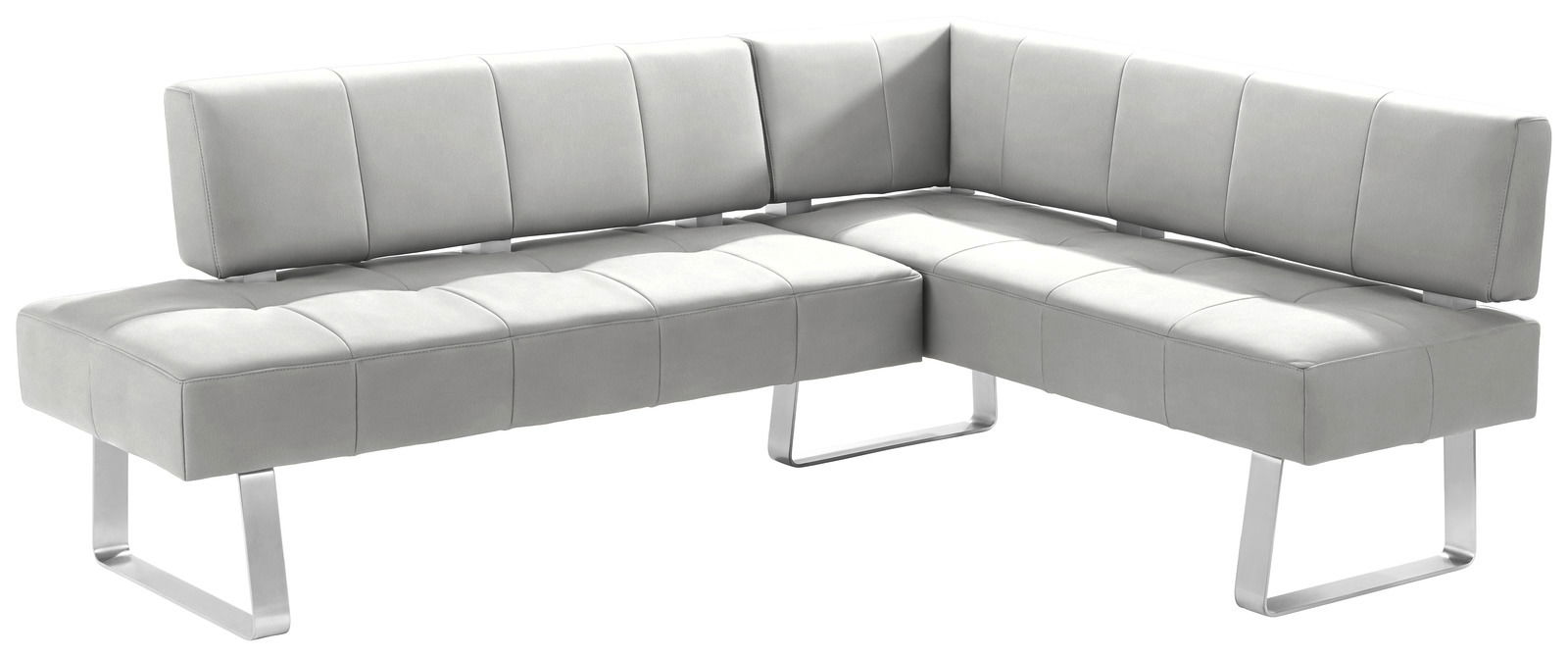 Moderano Eckbank LUPO II Moderne graue Eckbank mit Metallbeinen, seitliche Perspektive
