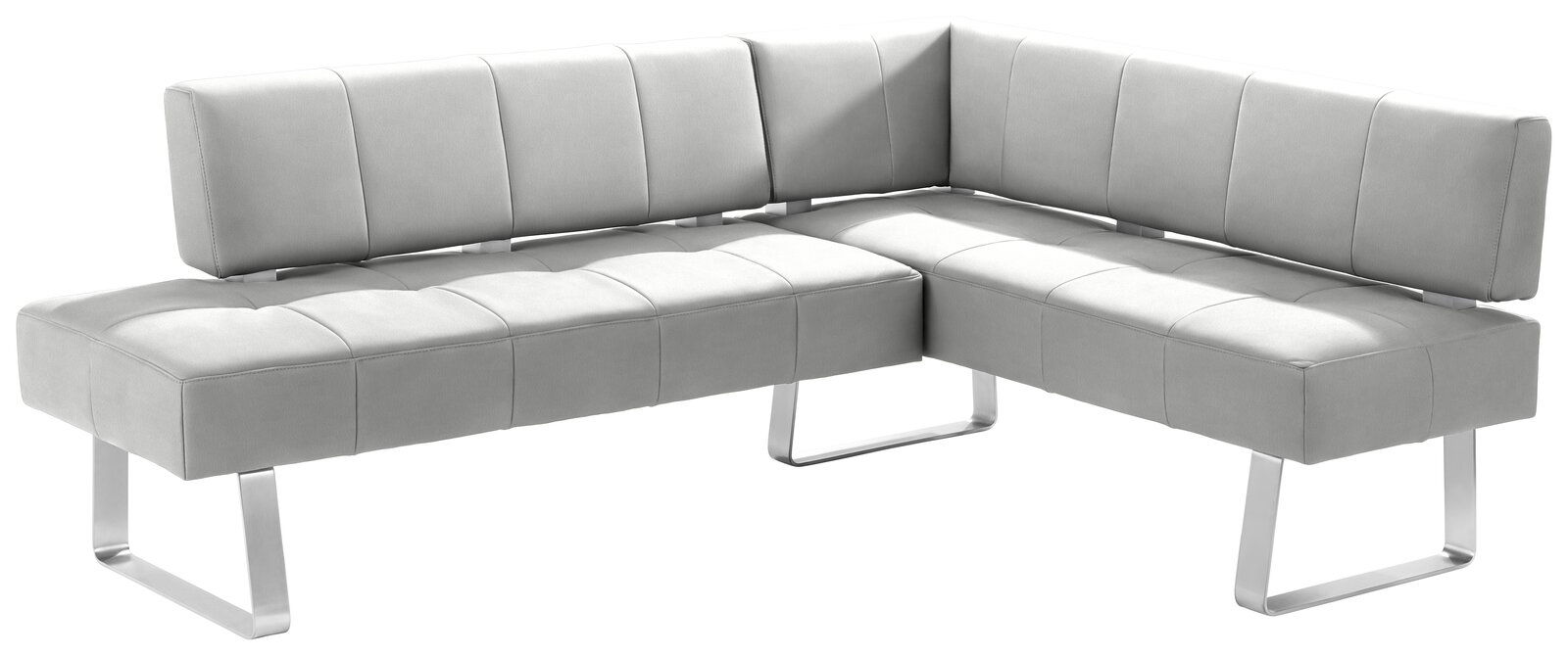 Moderano Eckbank LUPO II Moderne graue Eckbank mit Metallbeinen, seitliche Perspektive