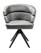 Moderner grauer Sessel mit schwarzem Metallgestell, Frontalansicht