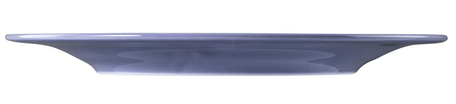 Seitenansicht eines runden, flachen Frühstückstellers mit einem Durchmesser von 23 cm in blauer Farbe.