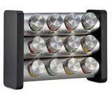 Gewürzständer mit 12 Gläsern, schwarz, seitliche Perspektive