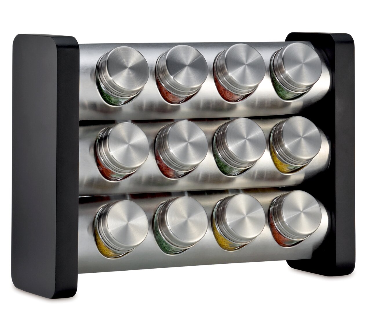 KÜCHENPROFI Gewürzständer inkl. 12 Gläser Gewürzständer mit 12 Gläsern, schwarz, seitliche Perspektive