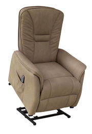 Beiger Fernsehsessel mit Fernbedienung in der Seitenansicht