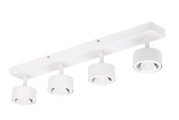 Moderner LED-Strahler mit vier verstellbaren Leuchten, seitliche Perspektive