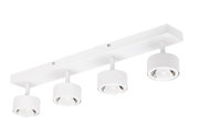 Moderner LED-Strahler mit vier verstellbaren Leuchten, seitliche Perspektive