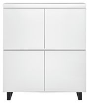 Weißes Highboard mit vier Türen, frontale Ansicht