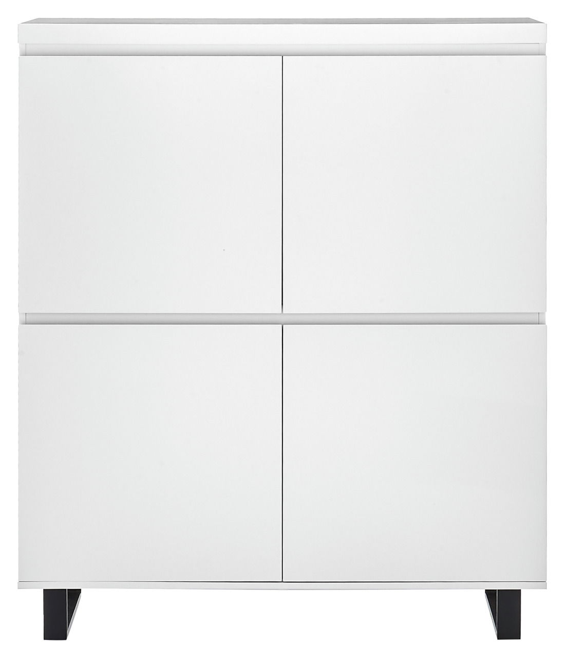 Weißes Highboard mit vier Türen, frontale Ansicht