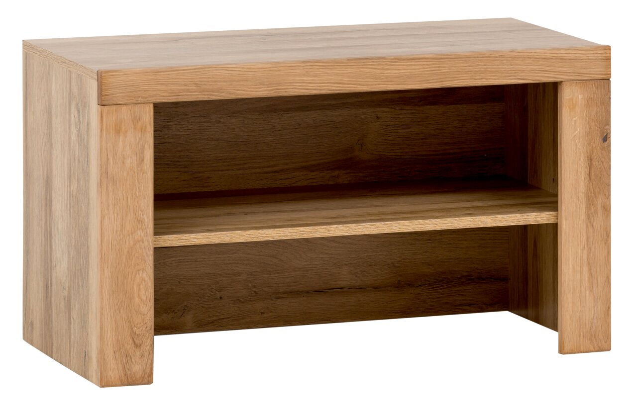 Linea Natura Garderobenbank GRETA Holzgarderobenbank mit offener Ablage, seitliche Perspektive