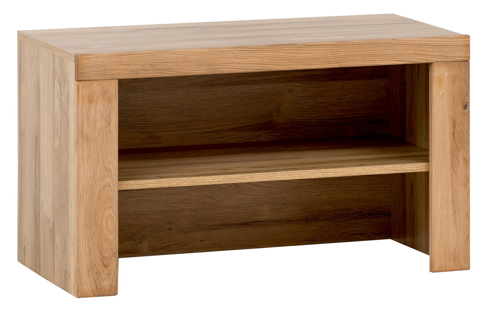 Linea Natura Garderobenbank GRETA Holzgarderobenbank mit offener Ablage, seitliche Perspektive