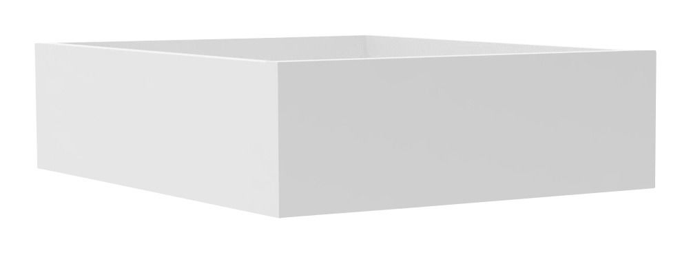 Weiße quadratische Schublade aus seitlicher Perspektive