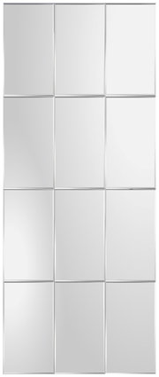 Großer rechteckiger Spiegel mit 12 quadratischen Segmenten, frontal betrachtet.