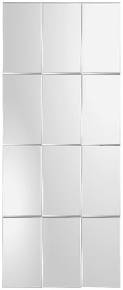 Großer rechteckiger Spiegel mit 12 quadratischen Segmenten, frontal betrachtet.