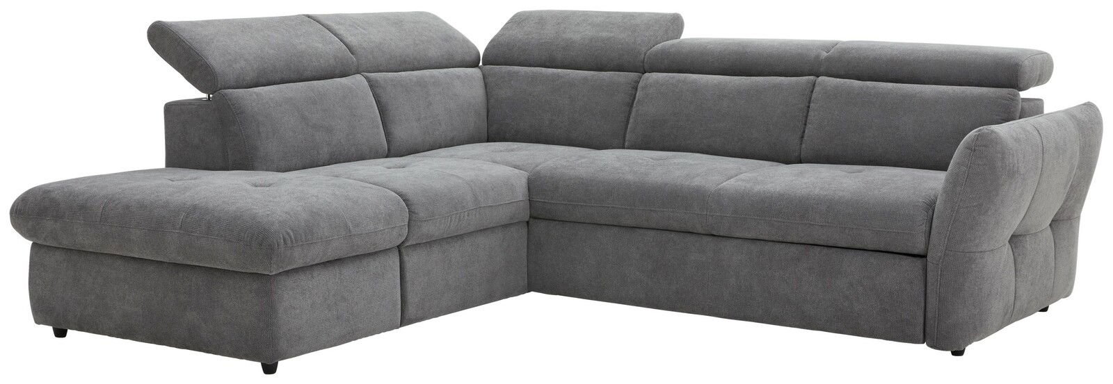 Stylife Polsterecksofa MONSERAT Graue Polsterrundecke mit verstellbaren Kopfstützen, seitliche Perspektive