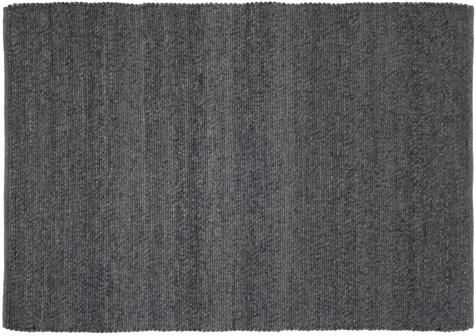 Grauer Handweb Teppich in Draufsicht, gleichmäßiges Muster